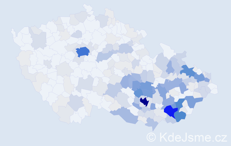 Příjmení: 'Ondra', počet výskytů 922 v celé ČR