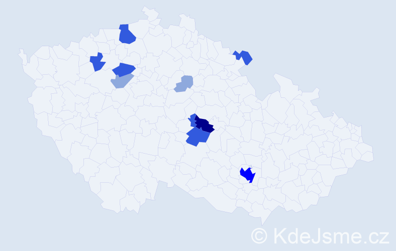 Příjmení: 'Bažoutová', počet výskytů 26 v celé ČR