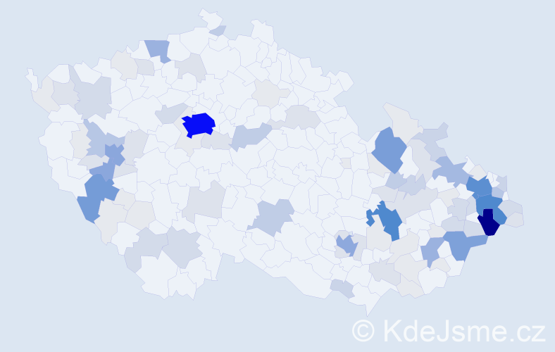 Příjmení: 'Kaňáková', počet výskytů 393 v celé ČR