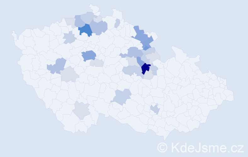 Příjmení: 'Tupec', počet výskytů 103 v celé ČR