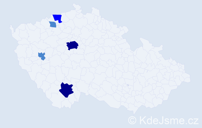 Příjmení: 'Pinlová', počet výskytů 10 v celé ČR