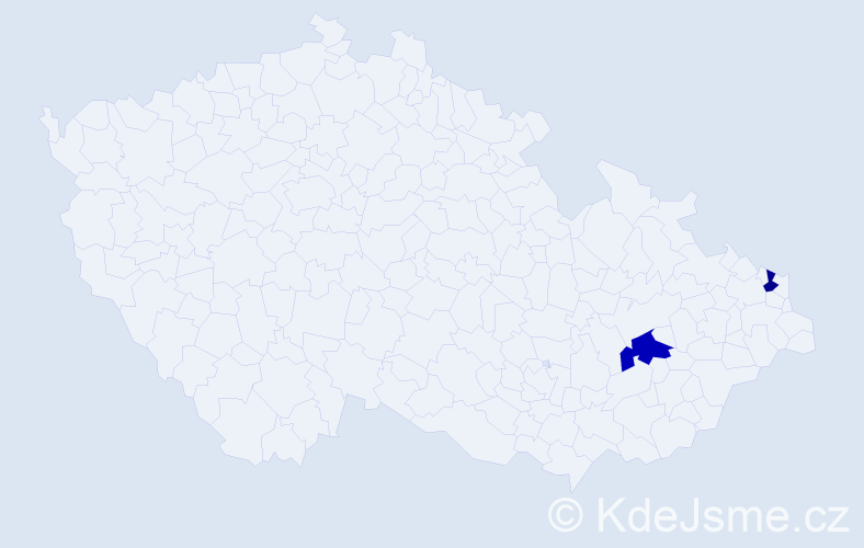 Příjmení: 'Česelka', počet výskytů 5 v celé ČR