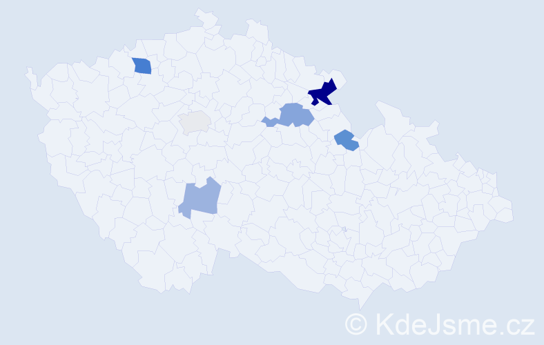 Příjmení: 'Vernar', počet výskytů 13 v celé ČR