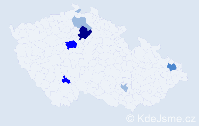 Příjmení: 'Báčková', počet výskytů 16 v celé ČR
