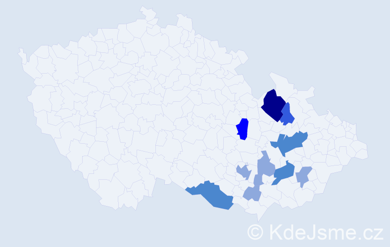 Příjmení: 'Hoždorová', počet výskytů 23 v celé ČR