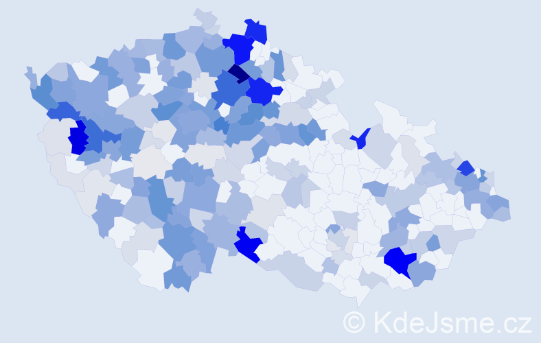 Příjmení: 'Kupcová', počet výskytů 910 v celé ČR