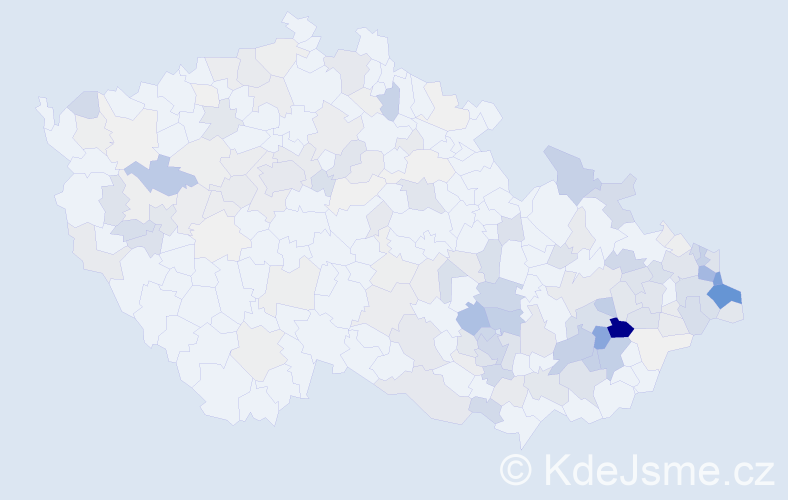Příjmení: 'Kotas', počet výskytů 734 v celé ČR