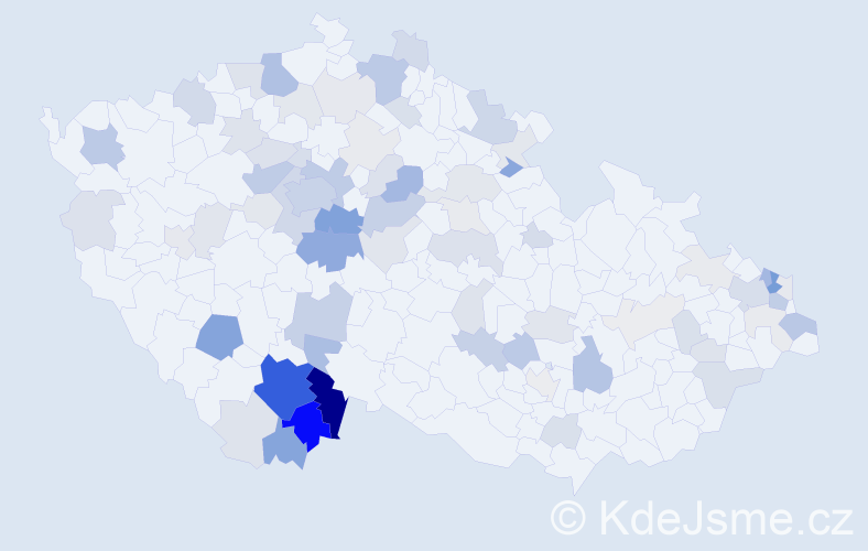 Příjmení: 'Herdová', počet výskytů 258 v celé ČR