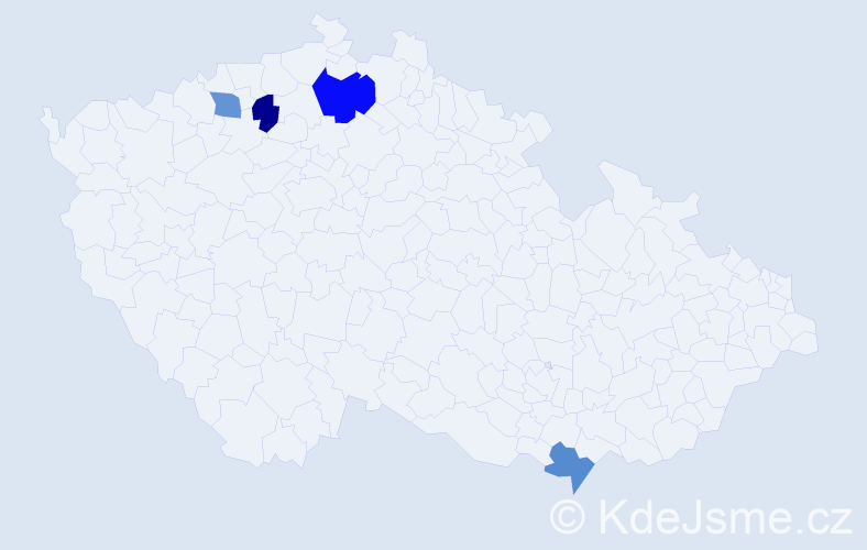Příjmení: 'Švejchová', počet výskytů 5 v celé ČR