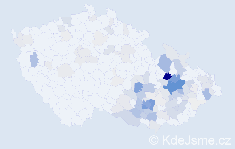 Příjmení: 'Bartoněk', počet výskytů 515 v celé ČR