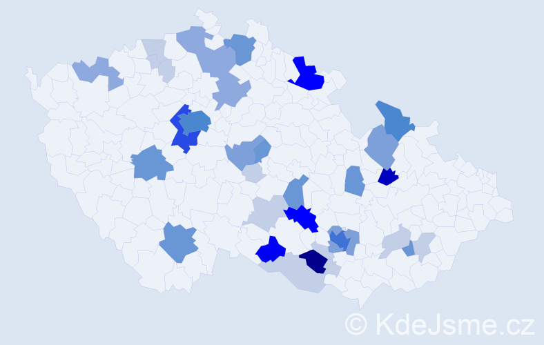 Příjmení: 'Bartuněk', počet výskytů 129 v celé ČR