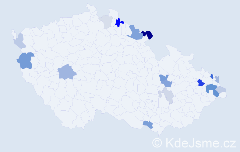 Příjmení: 'Kubiček', počet výskytů 34 v celé ČR