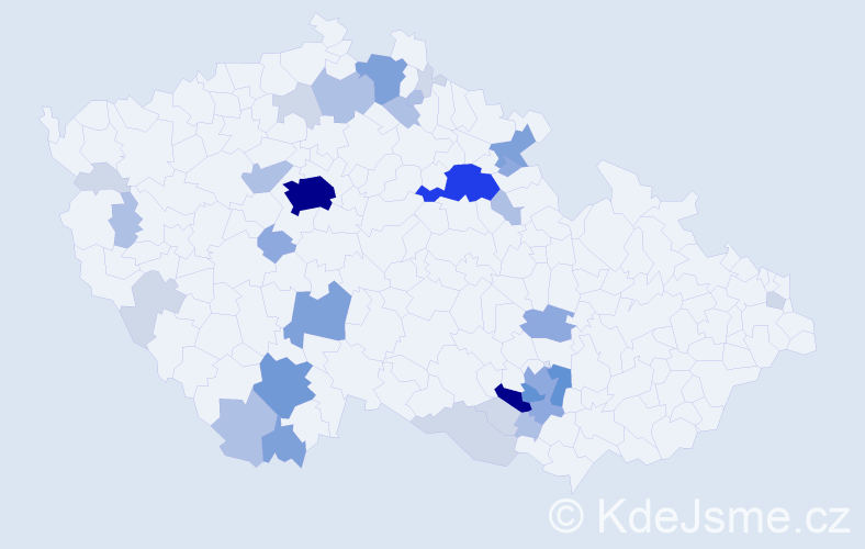 Příjmení: 'Proboštová', počet výskytů 105 v celé ČR