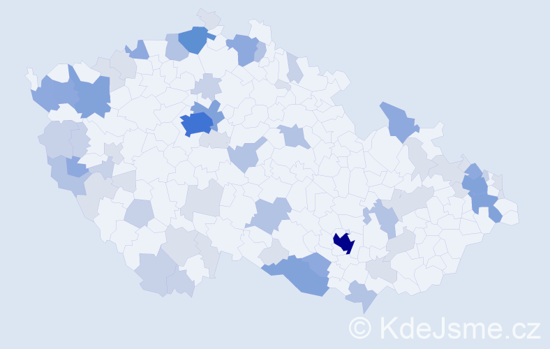 Příjmení: 'Huber', počet výskytů 173 v celé ČR