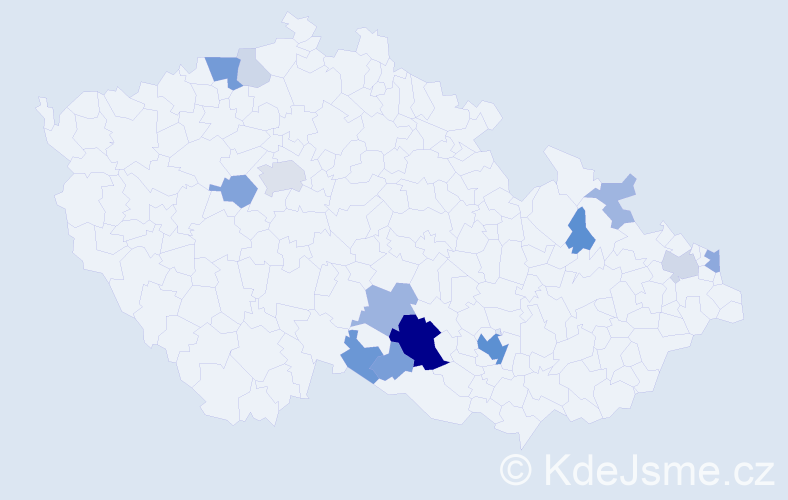 Příjmení: 'Ištvanová', počet výskytů 45 v celé ČR