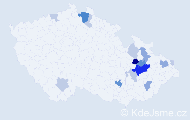 Příjmení: 'Frömelová', počet výskytů 43 v celé ČR