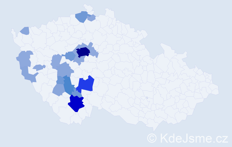 Příjmení: 'Trča', počet výskytů 54 v celé ČR