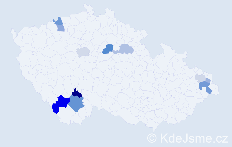 Příjmení: 'Michalovová', počet výskytů 17 v celé ČR