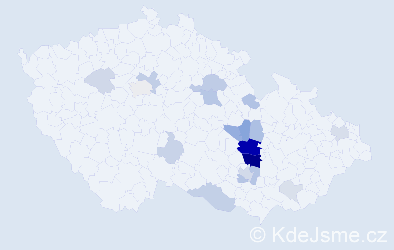 Příjmení: 'Tihon', počet výskytů 57 v celé ČR