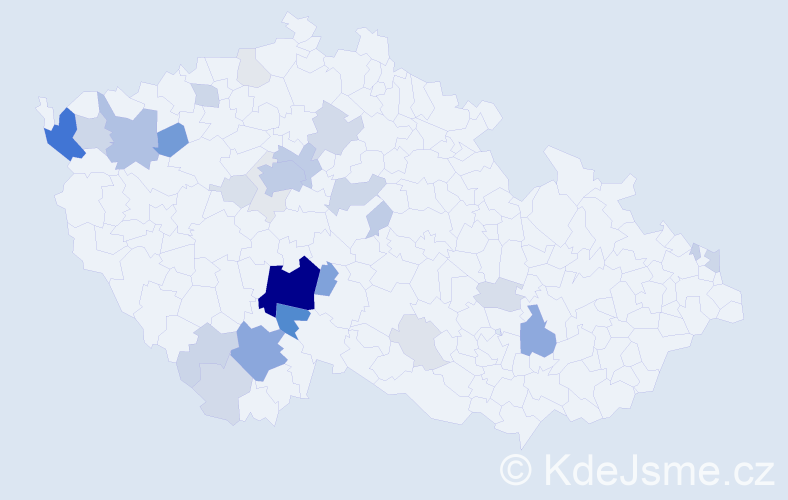 Příjmení: 'Kubartová', počet výskytů 111 v celé ČR
