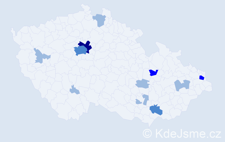 Příjmení: 'Bátora', počet výskytů 21 v celé ČR