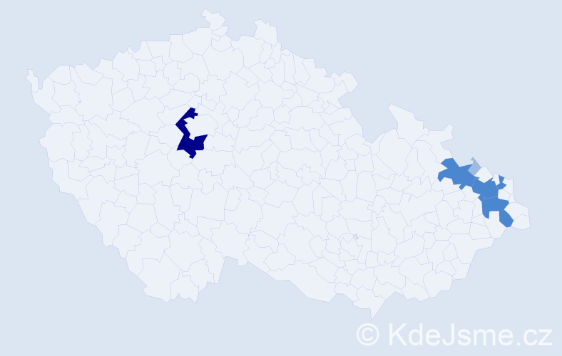 Příjmení: 'Křáková', počet výskytů 13 v celé ČR