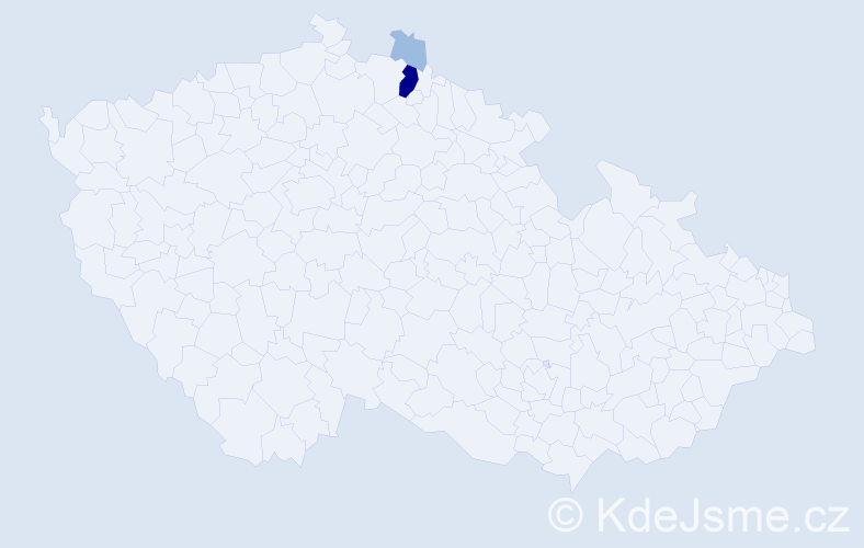 Příjmení: 'Banická', počet výskytů 5 v celé ČR