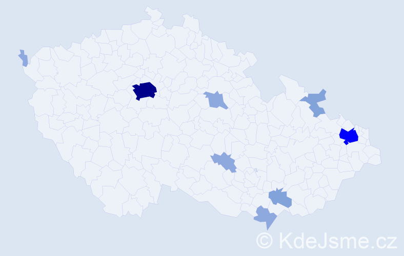 Příjmení: 'Vadas', počet výskytů 22 v celé ČR