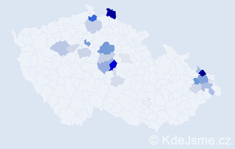 Příjmení: 'Cyrus', počet výskytů 102 v celé ČR