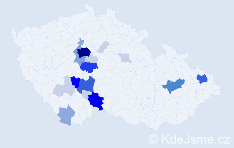 Příjmení: 'Kukač', počet výskytů 72 v celé ČR