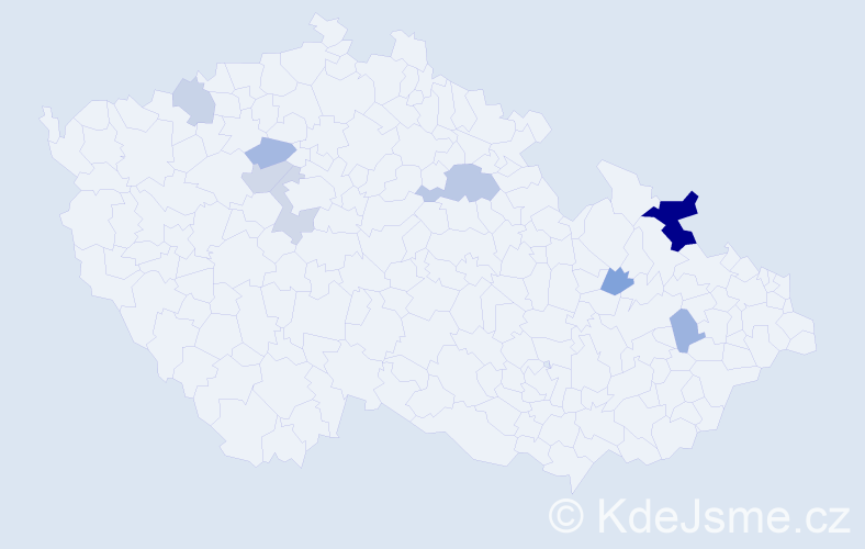 Příjmení: 'Talapková', počet výskytů 15 v celé ČR