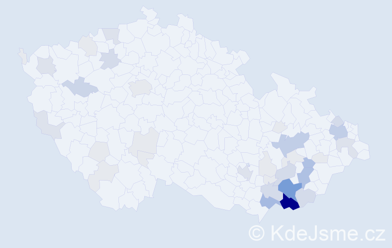 Příjmení: 'Smetková', počet výskytů 142 v celé ČR