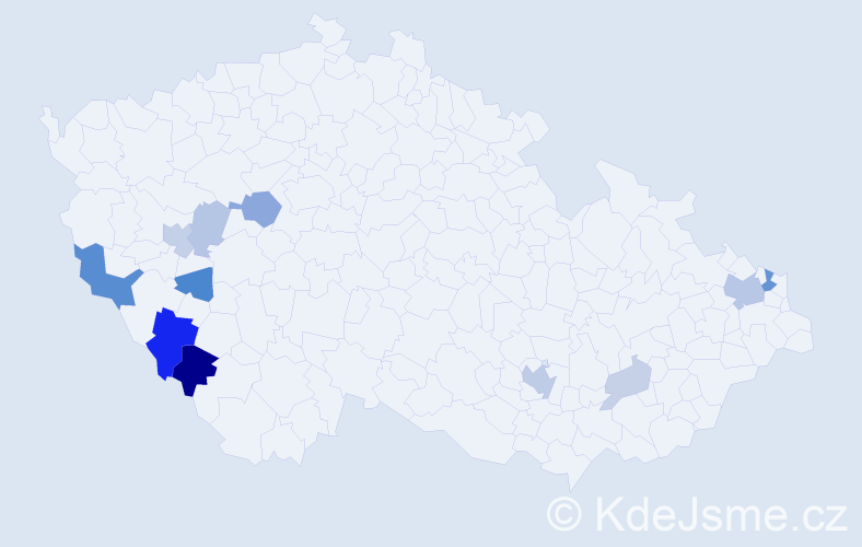 Příjmení: 'Čief', počet výskytů 27 v celé ČR
