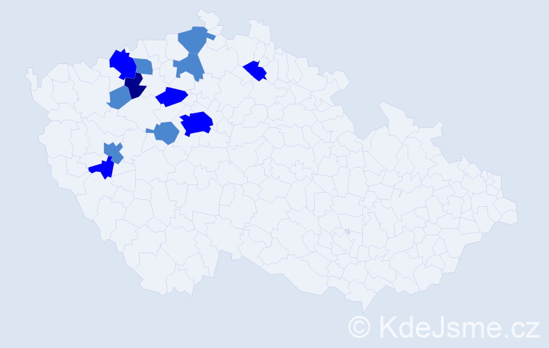 Příjmení: 'Vokráčka', počet výskytů 19 v celé ČR