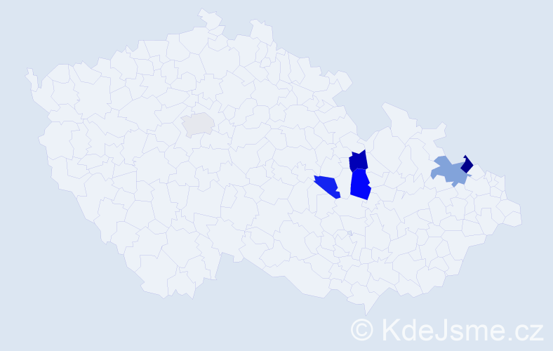 Příjmení: 'Palcer', počet výskytů 16 v celé ČR