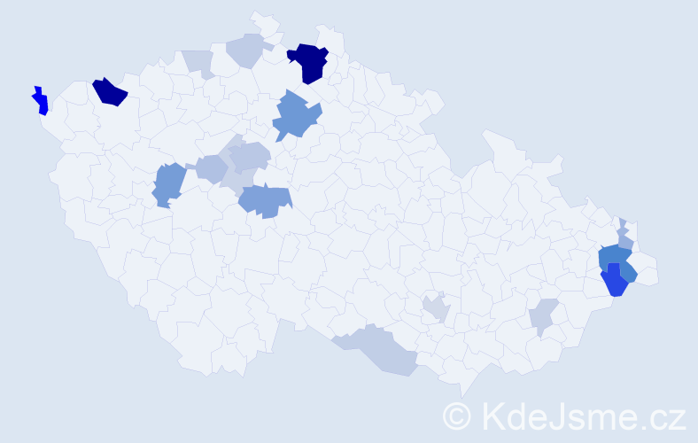 Příjmení: 'Boboková', počet výskytů 57 v celé ČR