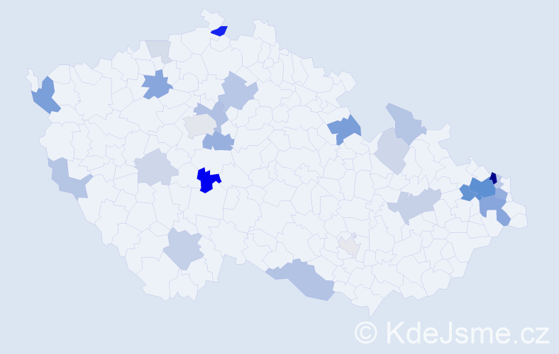 Příjmení: 'Vnenk', počet výskytů 67 v celé ČR