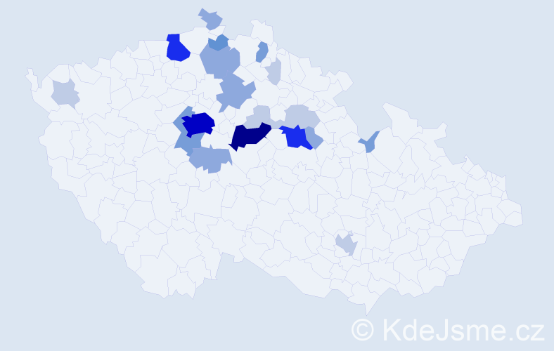 Příjmení: 'Tahalová', počet výskytů 61 v celé ČR