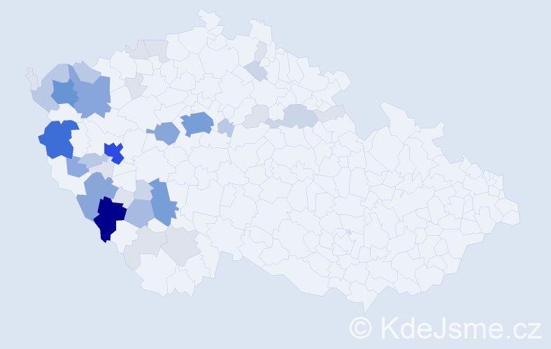 Příjmení: 'Rajtmajer', počet výskytů 144 v celé ČR