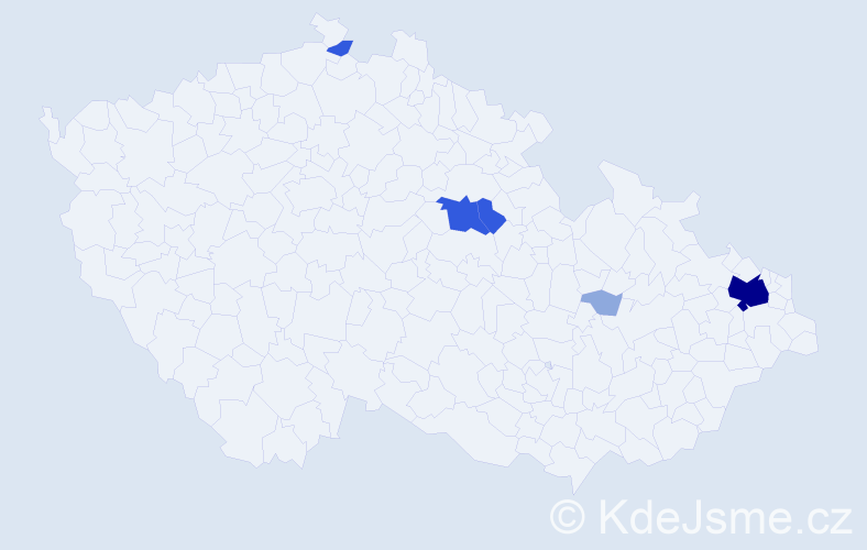 Příjmení: 'Dojčánová', počet výskytů 15 v celé ČR