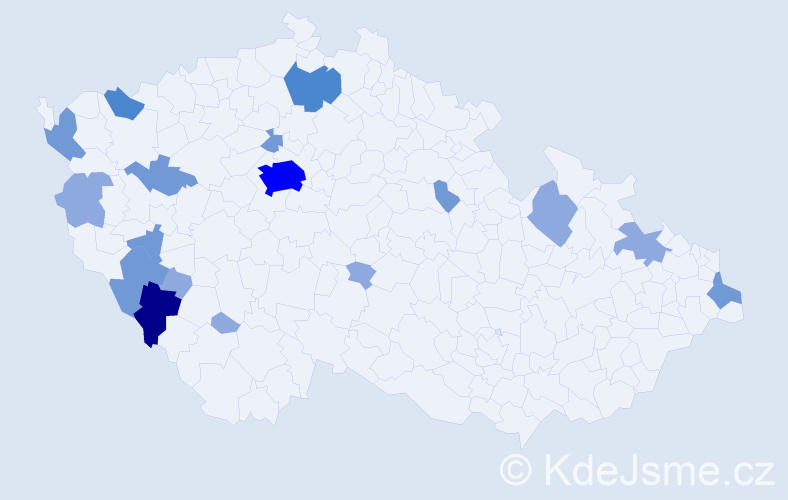 Příjmení: 'Aiznerová', počet výskytů 38 v celé ČR