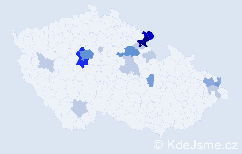 Příjmení: 'Vančák', počet výskytů 54 v celé ČR
