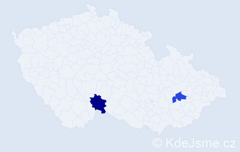 Příjmení: 'Dobrovicsová', počet výskytů 2 v celé ČR