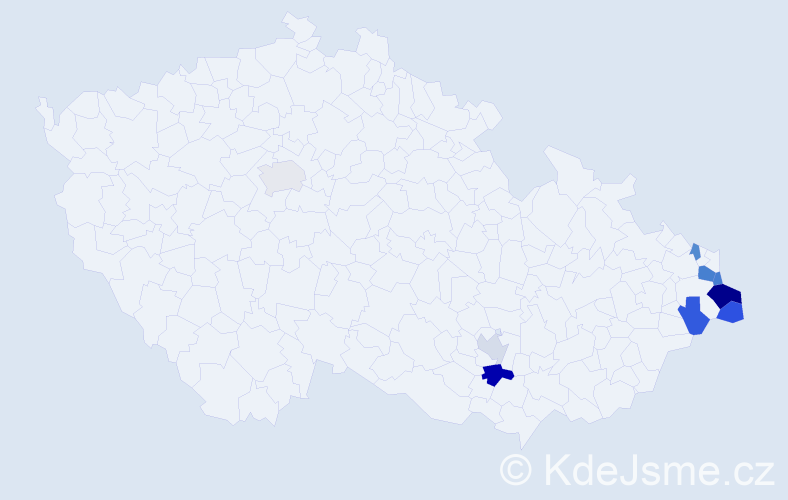 Příjmení: 'Kubiesa', počet výskytů 15 v celé ČR