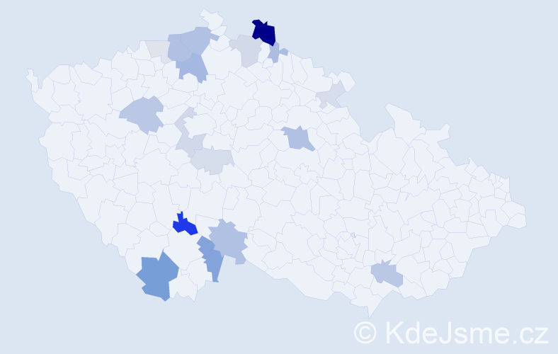 Příjmení: 'Augstenová', počet výskytů 45 v celé ČR