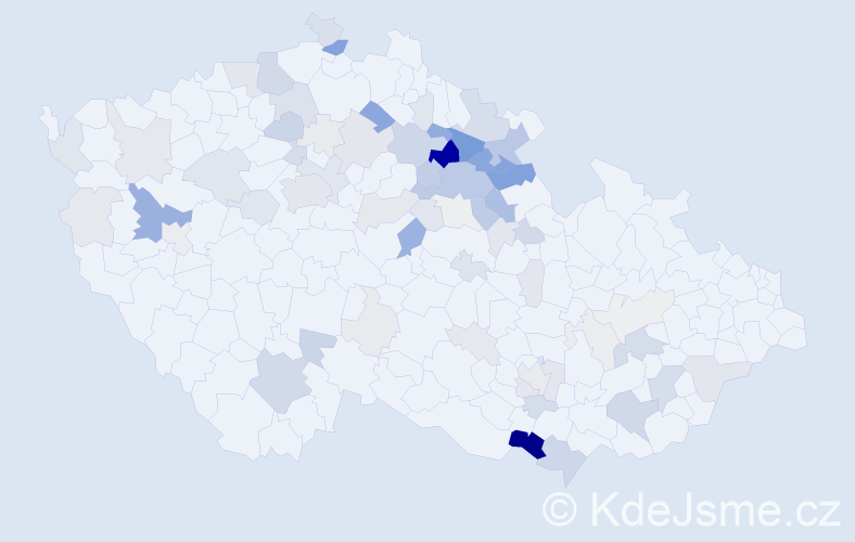 Příjmení: 'Kňourek', počet výskytů 252 v celé ČR