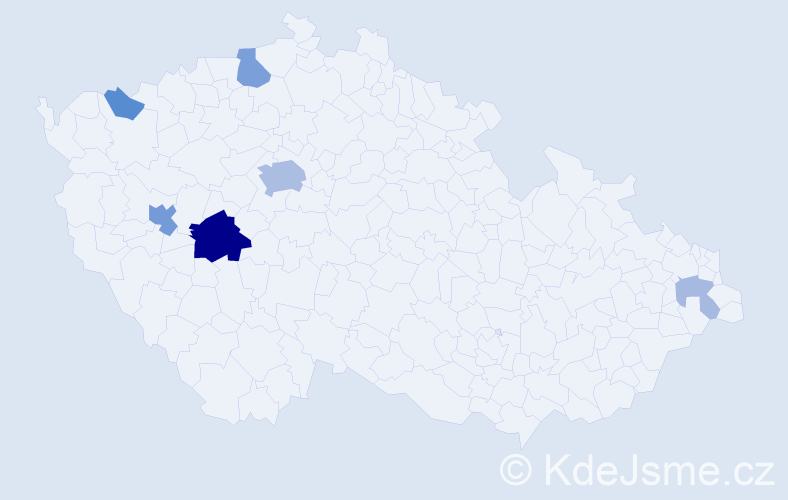 Příjmení: 'Bierhanzl', počet výskytů 19 v celé ČR