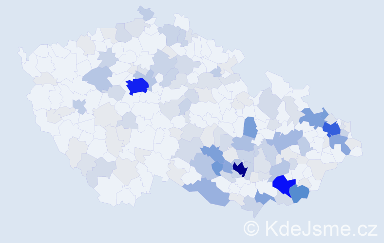 Příjmení: 'Kryštof', počet výskytů 510 v celé ČR