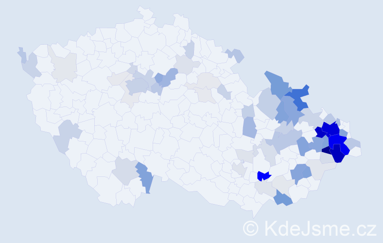 Příjmení: 'Kubečka', počet výskytů 308 v celé ČR
