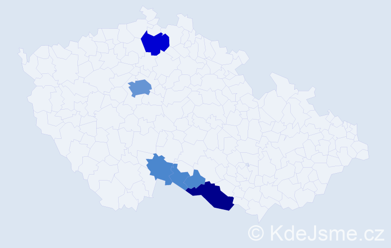 Příjmení: 'Pocarová', počet výskytů 30 v celé ČR